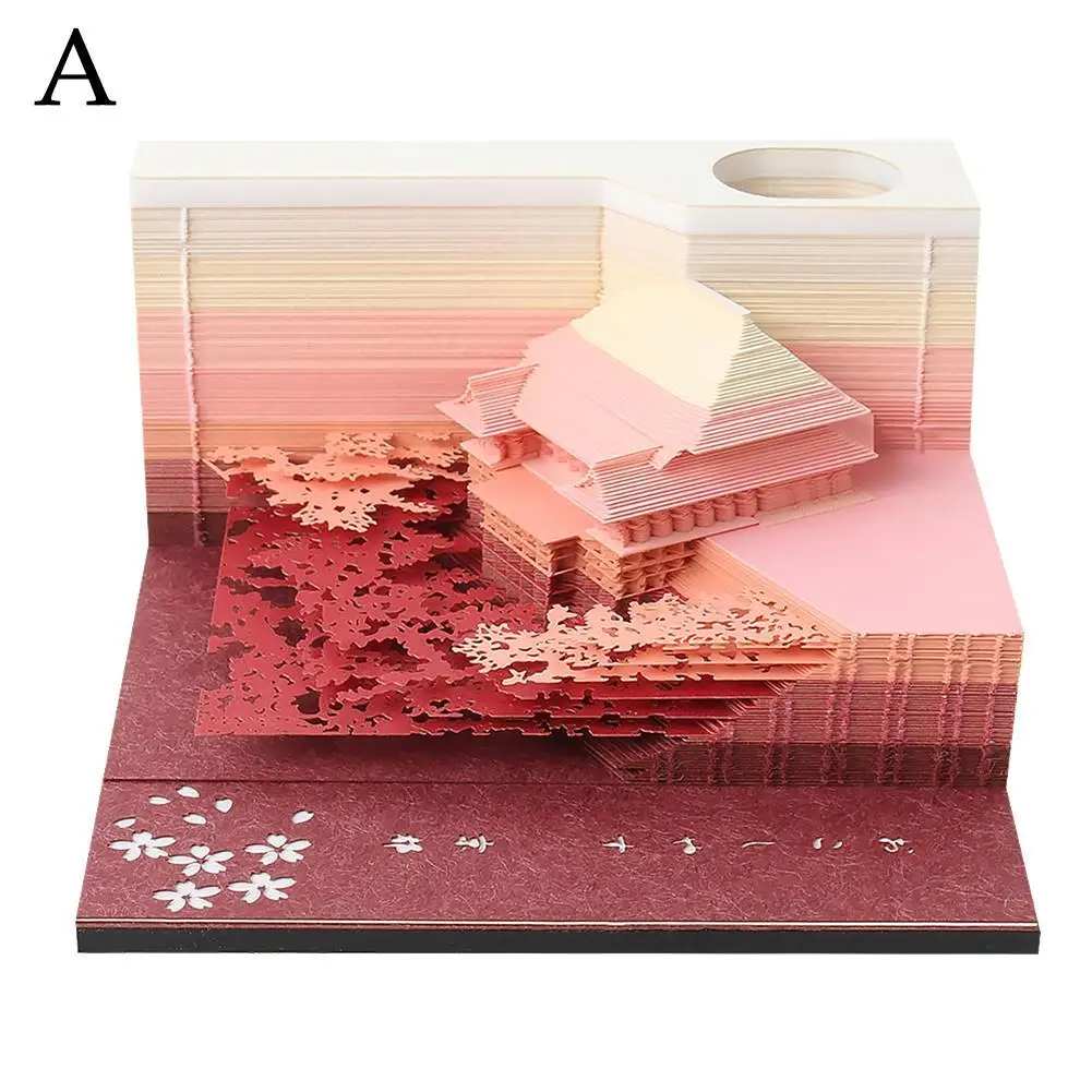 

3D Notepad DIY Mini Retro Arch Pavilion Memo Pad Sticky Notes New Year Gifts