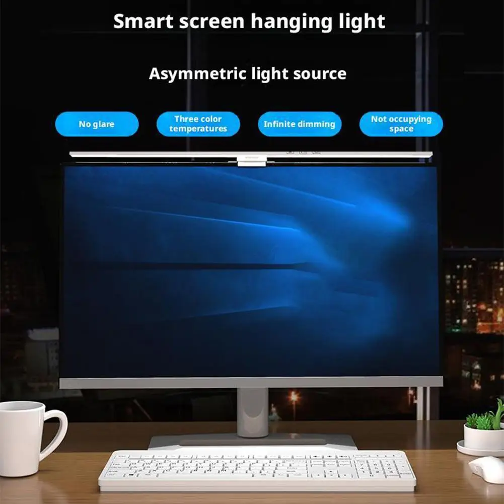 1Set Timing Dimming Low Blue Light Asymmetric Eye Protection Lamp LED Desk Lamp Computer Monitor Screen Hanging