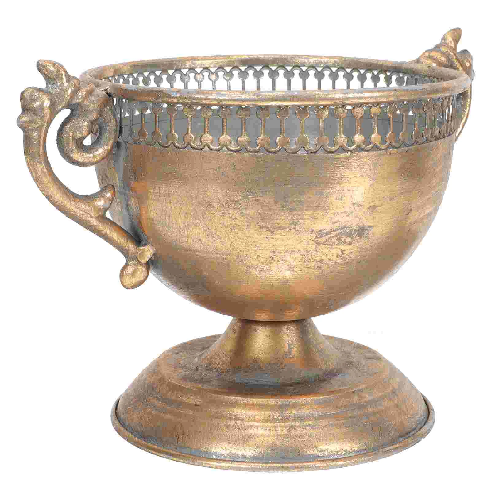 

Gold Urn Planter Shabby Chic Metal Vases Trumpet Vase Flower Arrangement Pots Pedestal Floral Container Plant Pot Home Wedding