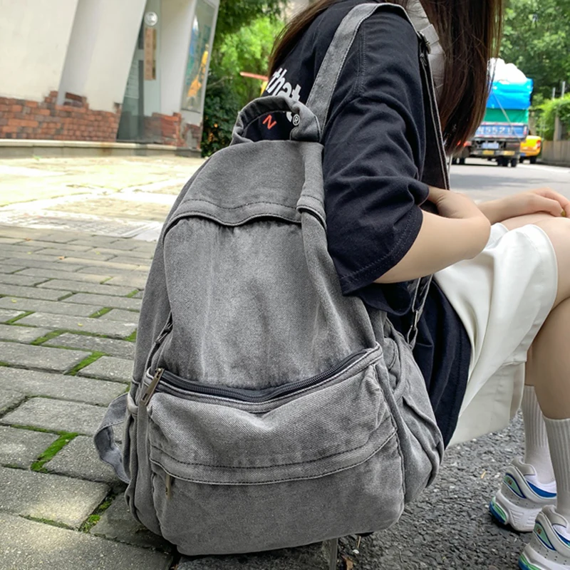 Tanio Nowy koreański dużej pojemności płótnie plecaki kobiety Kawaii studenci