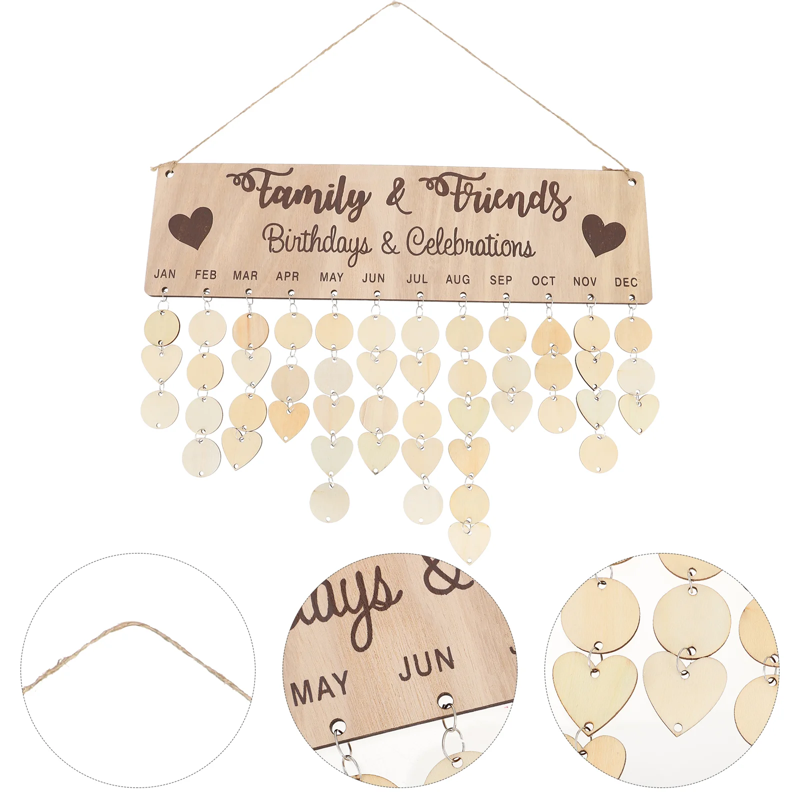 Home Deocr Calendar Hanging Decoration Family Birthday Calendar With Tags Hanging Birthday Calendar Birthday Wall Calendar home decor family birthday reminder calendar board vintage decorative diy wooden with 100pcs wood tags and 1pc hook hanging