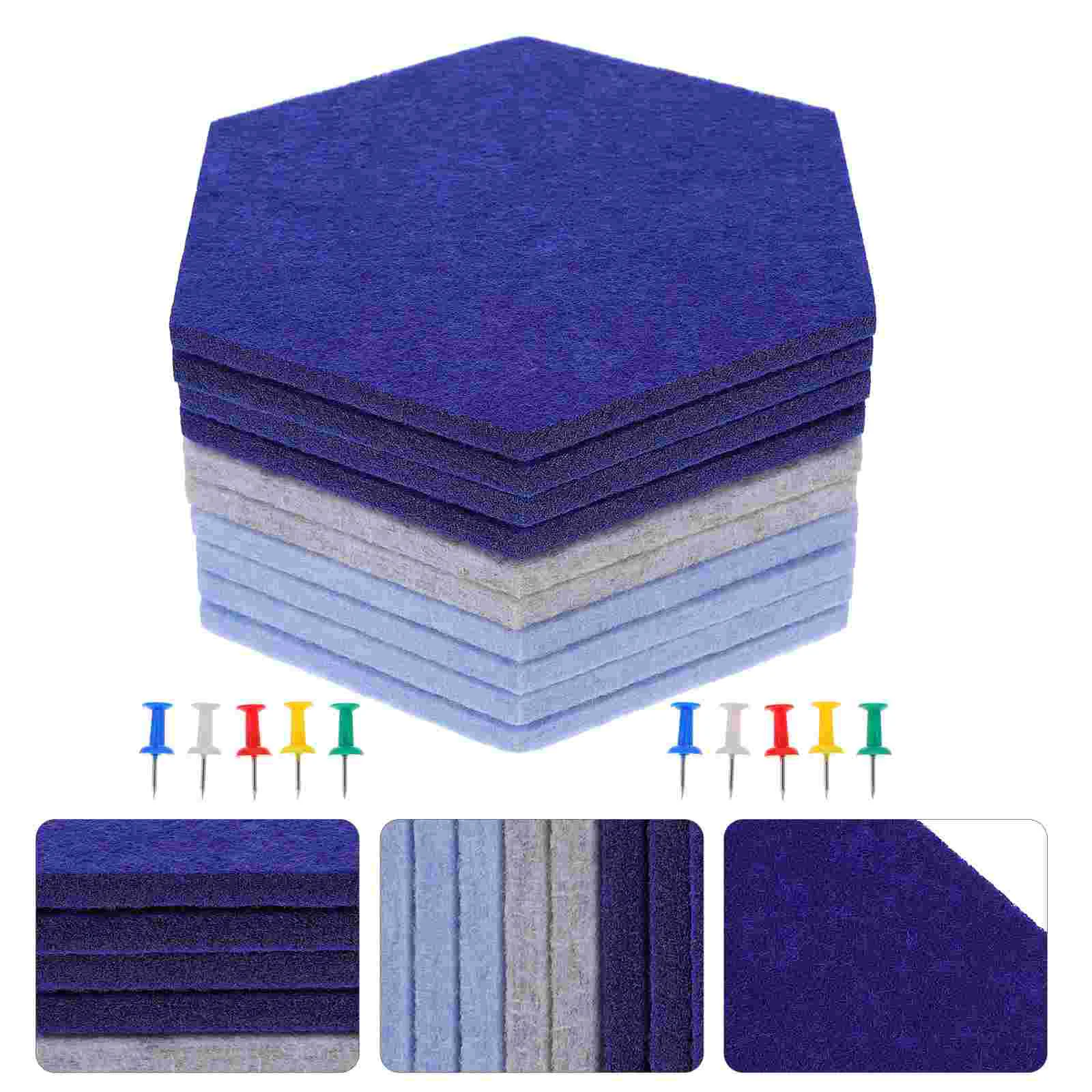 

10pcs Indoors Mount Felt Bulletin Board Adhesive Hexagon Pin Board Memo Board Felt With Drawing Pin