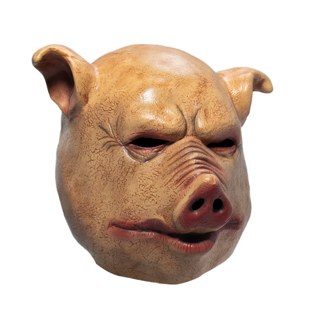 Masquerade Mask Full Face Mask Cafele Scary Horror Latex Pig Head Mask Masquerade Costume Animal Cosplay Full Face Latex Mask Halloween Party Decoration