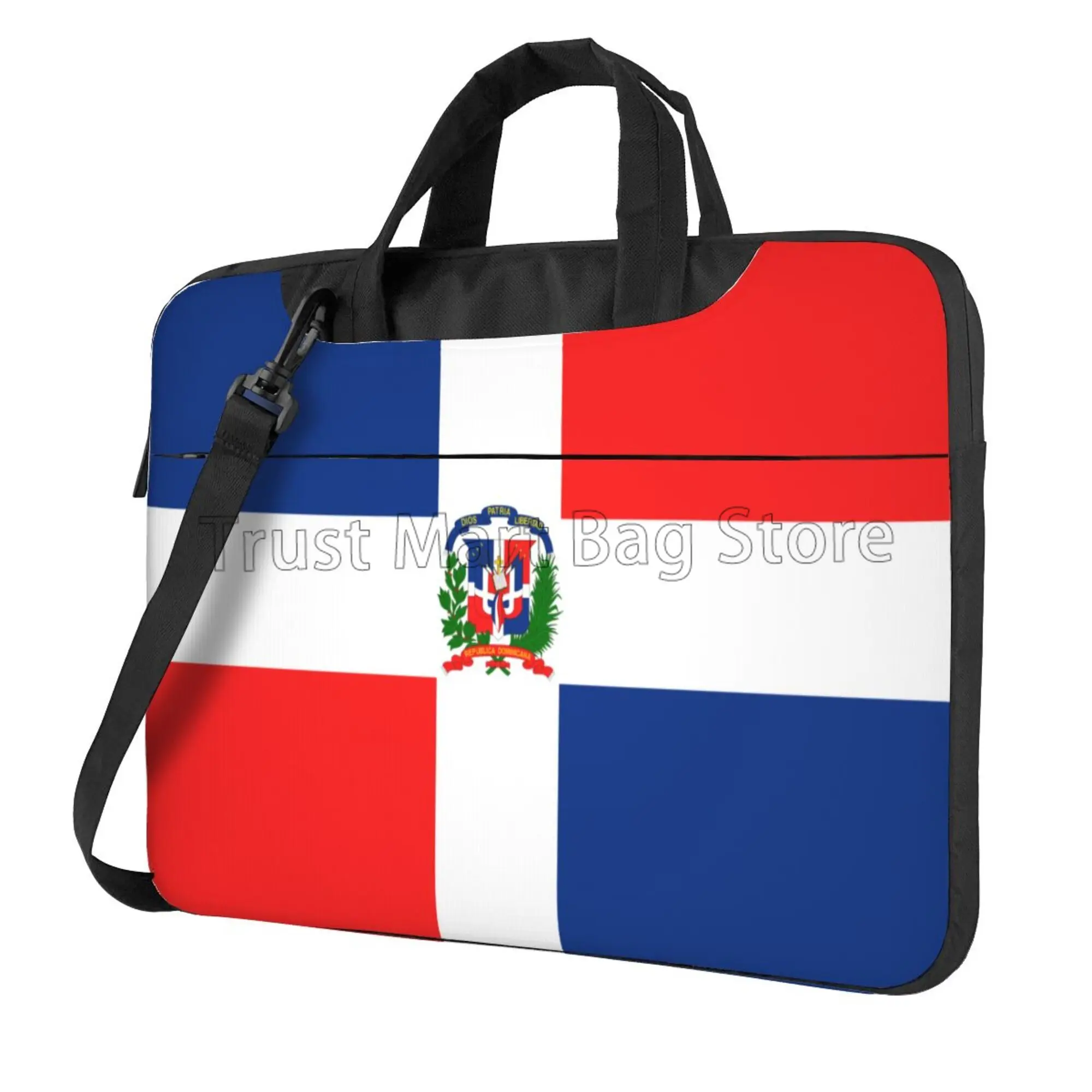 

Dominican Republic Flag Laptop Shoulder Bag Carrying Case Computer PC Cover Pouch with Handle Fits 13/14/15.6 Inch Notebook