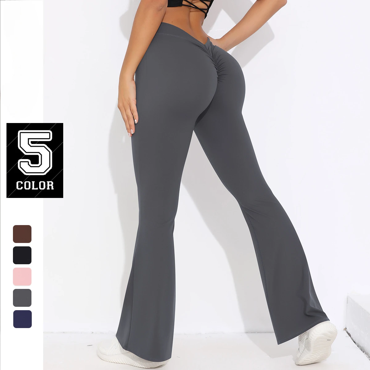 

V Back Peach Hip Yoga Flare Pants Fitness Sports Wide Leg Pants High Waist Fitness Gym Yoga Pants for Women Workout Leggings