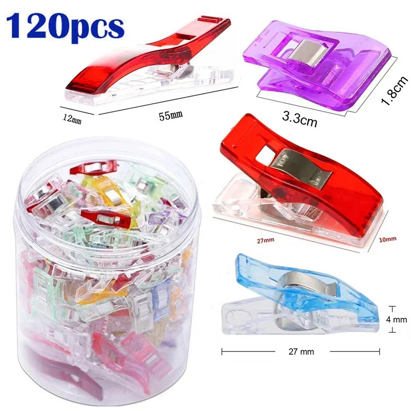 100/120pcs DIY Patchwork Colorful Plastic Clothing Clips Holder for Fabric Quilting Craft Sewing Knitting Garment Clips tools