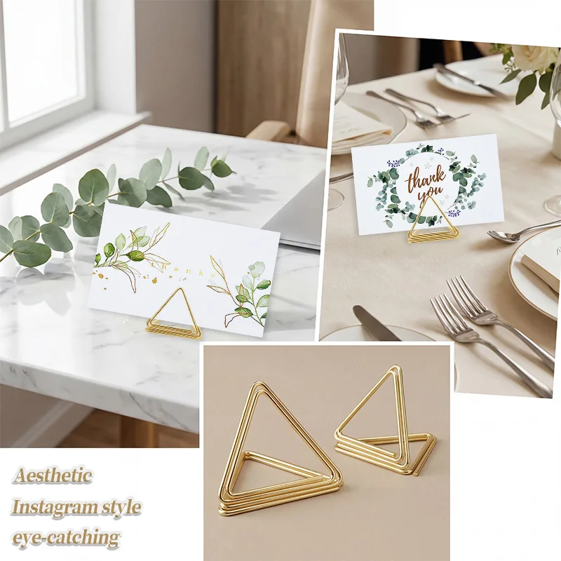10–30 Stück dreieckige Tischkartenhalter für Hochzeit, Jahrestag, Tischdekoration, Nummernkartenständer, Clip, Geburtstagsparty-Zubehör – Detail 3