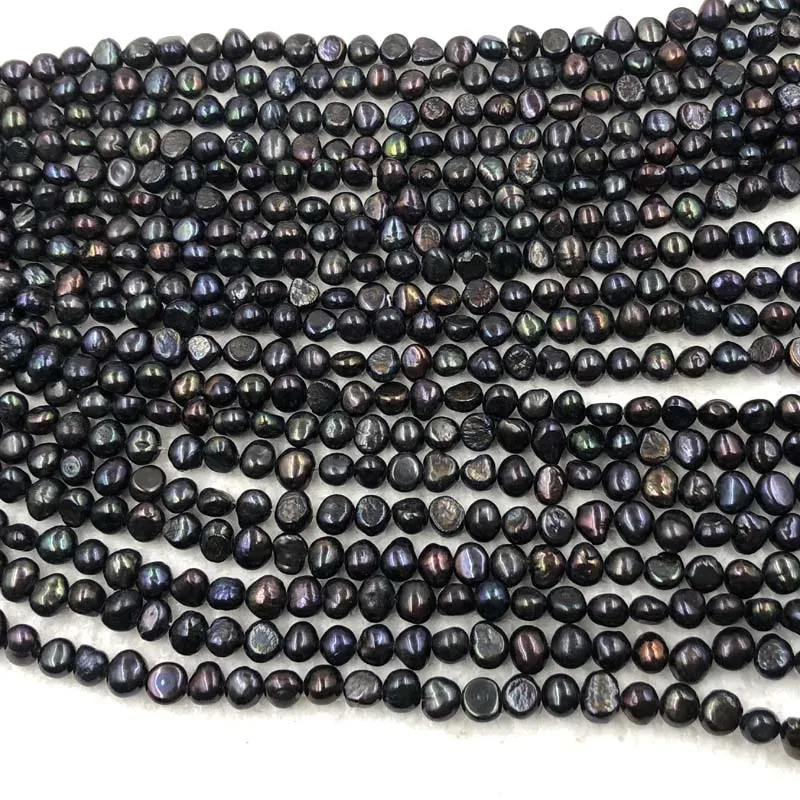 

[ELEISPL Lots 30 Strands 7-8mm Dark Black Nugget Freshwater Pearl Loose Strings #22010282-8