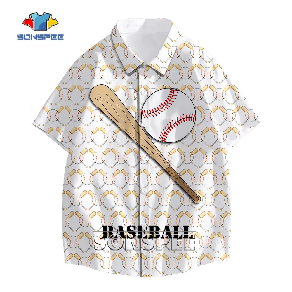 Baseball Competitive Sports 3D Print Hawaiian Shirt Youth School  Game Short Sleeve Top Summer Casual Harajuku Cartoon Shirts