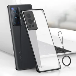 Sleek Frameless Matte PC Hard Back Phone Case for Vivo X60 Pro Plus (With Ring Black)