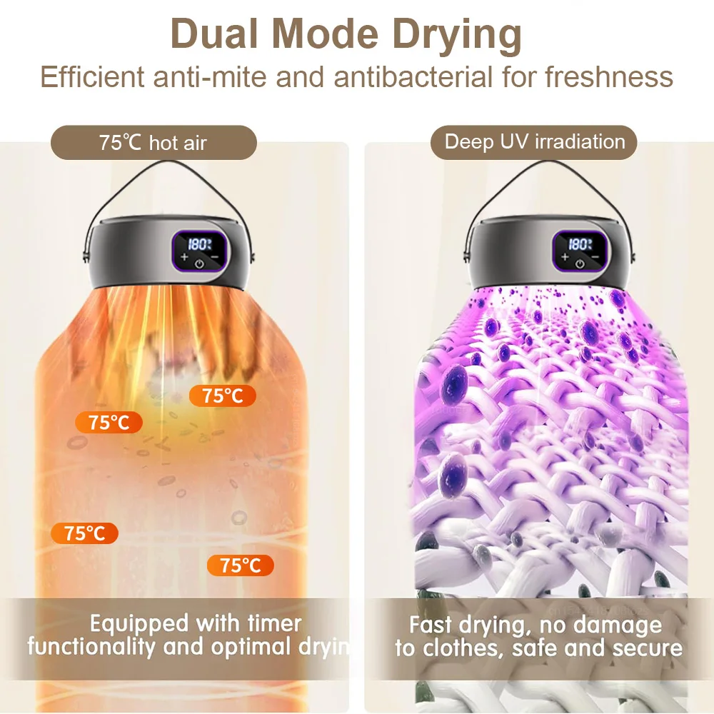 Portable Clothes Dryer Remote Control Multifunctional Dryer Electric Foldable Quicky Drying Laundry Dryer For Travel 4