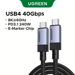 Premium USB4 C to C Cable - 40Gbps 8K 240W PD3.1 High - Speed Charging & Data Transfer - 1m (USB4 40Gbps)