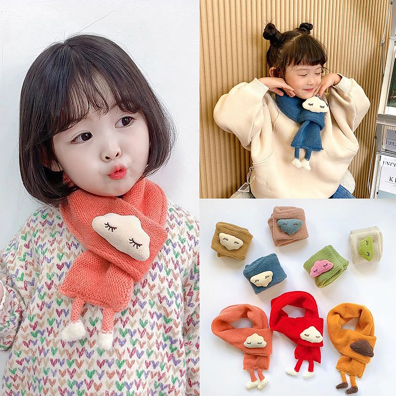 Cute Cartoon Clouds Children's Scarf Autumn Winter Baby Scarf Girls Boys Windproof Scarves Knit Wool Thick Warm Collar Shawl children scarf