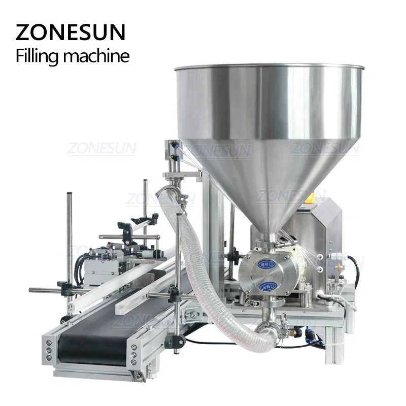 ZONESUN Automatic Filling Machine Rotor Pump Hand Cream Gel Cooking Oil Peanut Butter Paste Vicious Fluids Filler ZS-DTGT900