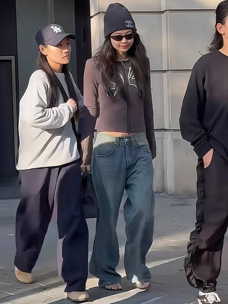 Nibber Sporty Butterfly Print Jacket Women Daily Classic Patchwork Full Sleeve Double Zip Fashion Elastic Street Casual Coat