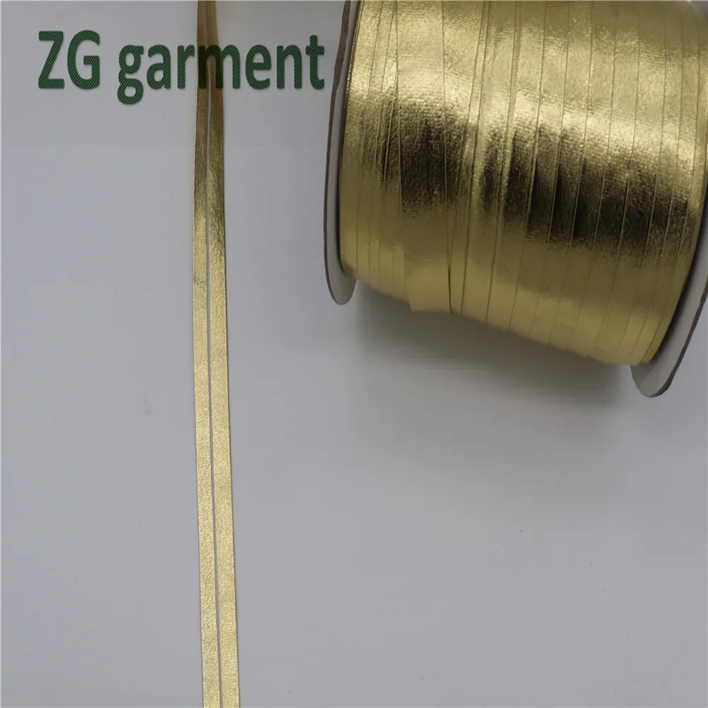 5/8"(15mm) Metallic Bias Tape Bias Binding Ribbon Solid Color pu gold For DIY dress Garment handmade sewing material