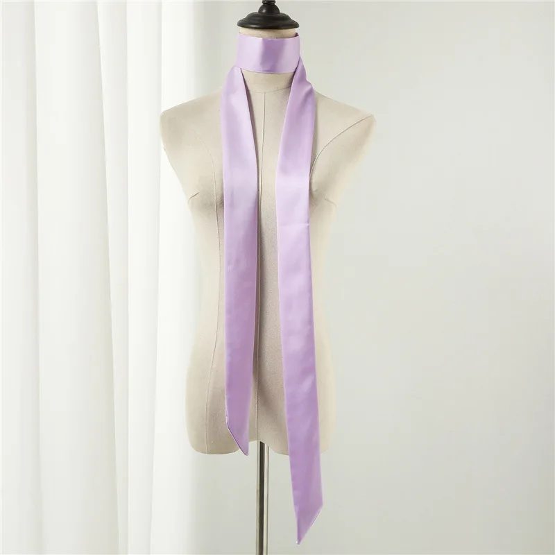 10 Farben 5X190CM Damen Schmaler Langer Schal Einfarbiger Chiffon-Seidenschal Gummiertes Rot Schwarzes Taschenband Stirnbänder Choker Streamer – Detail 9