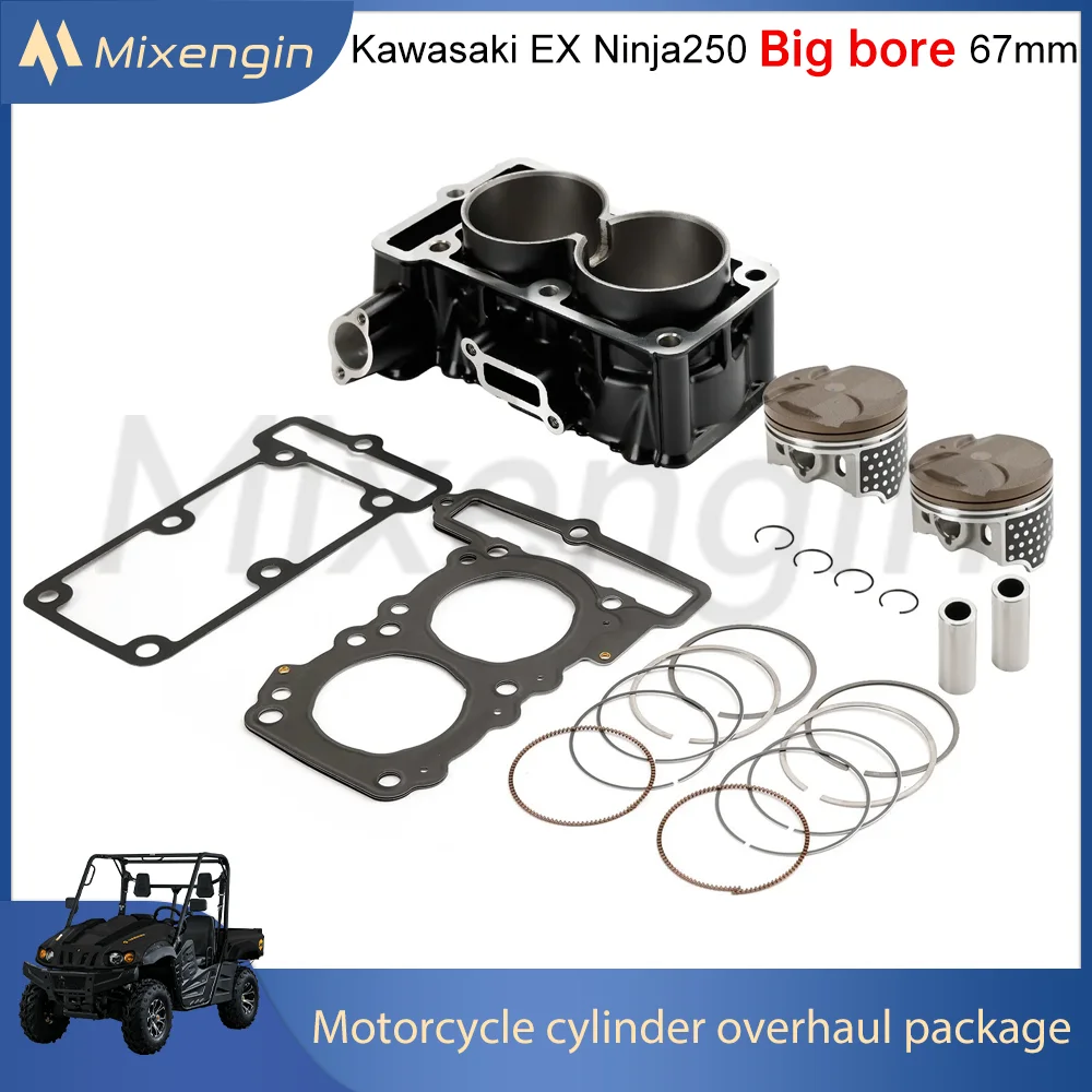 

Big bore 67mm motor cylinder piston gasket Rebuild Overhaul Kit for Kawasaki EX250 Ninja250 ABS Z250 ER250 KLE250 291cc 13-24