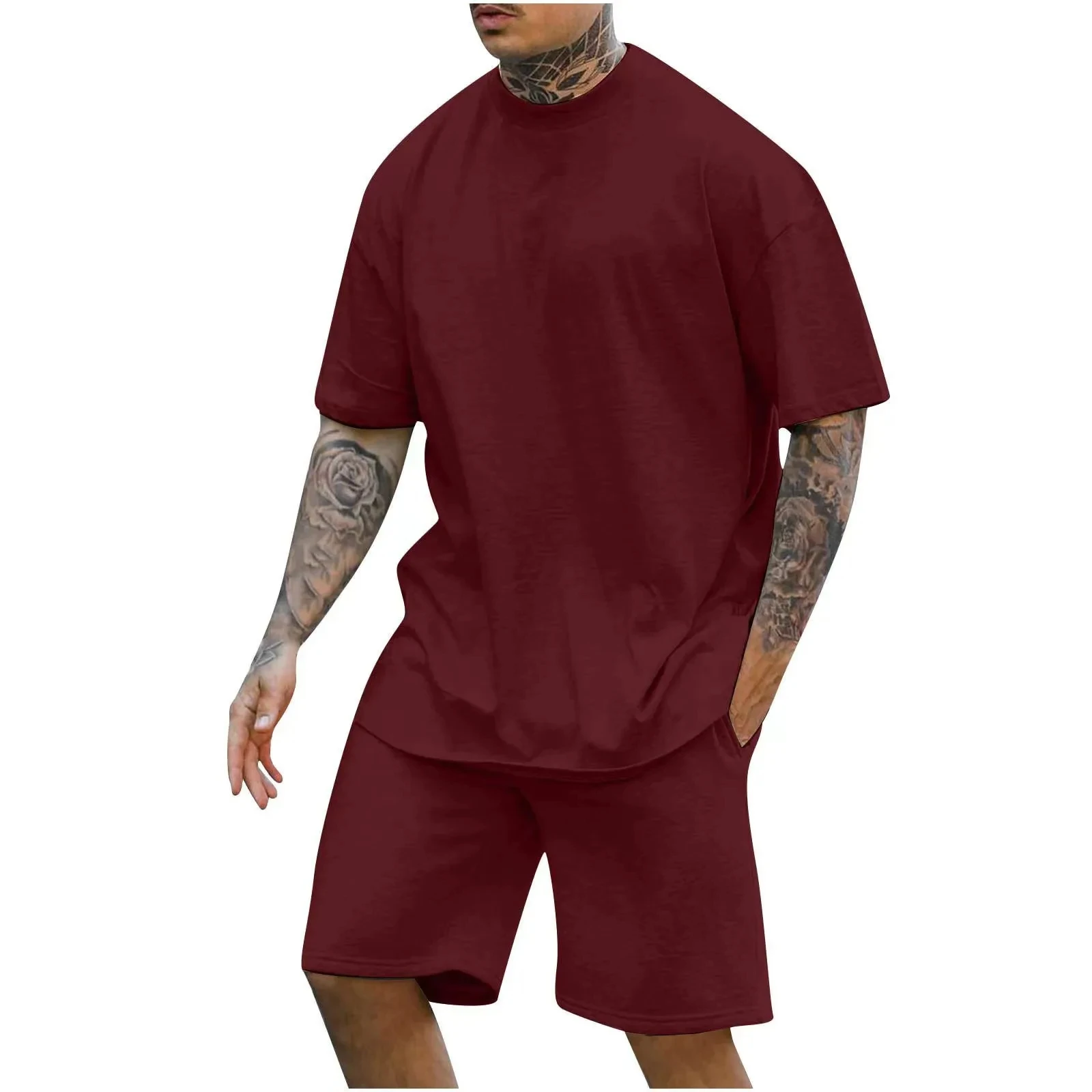 Summer Solid Color 3D Print T-Shirts Shorts Sets Men's Tracksuits Oversized Short Sleeve T Shirt Pants Set Man Suits Clothing 3