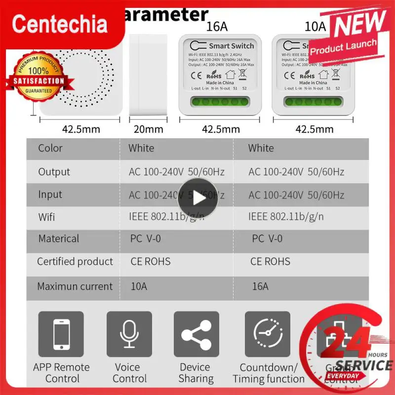 Tuya 16A Mini Wifi Switch 2-Way Remote Control Timer Relay Automation Per Smart Life Funziona Con Alexa Home Alice