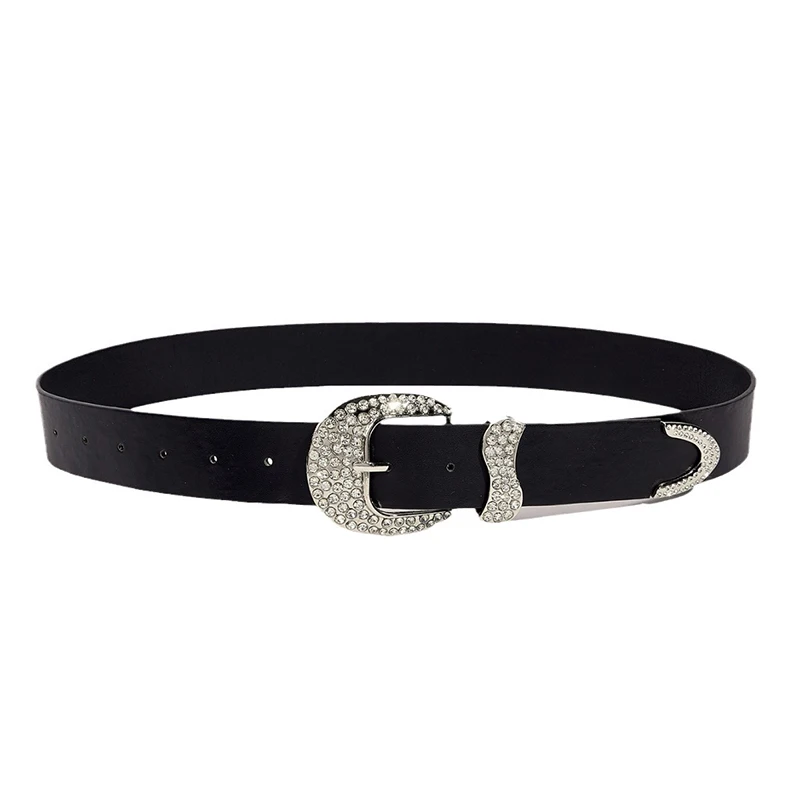 Fashion Rhinestone Y2K Belts For Women Trendy Solid Color