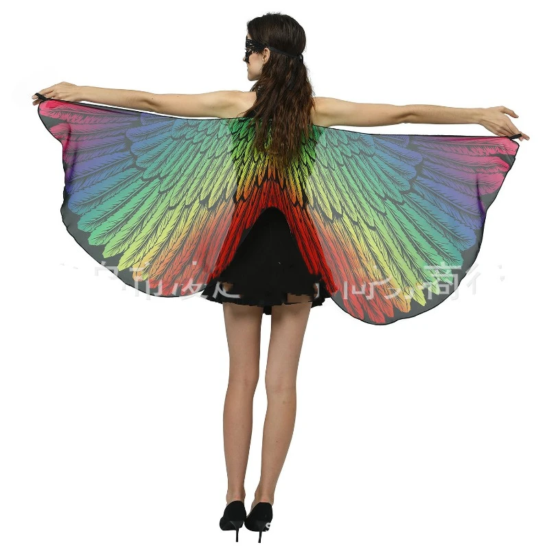Rainbow Butterfly Wings Cape Shawl Fairy Ladies Dance Costume Adult Monarch Butterfly Cape Halloween Child Butterfly Wings
