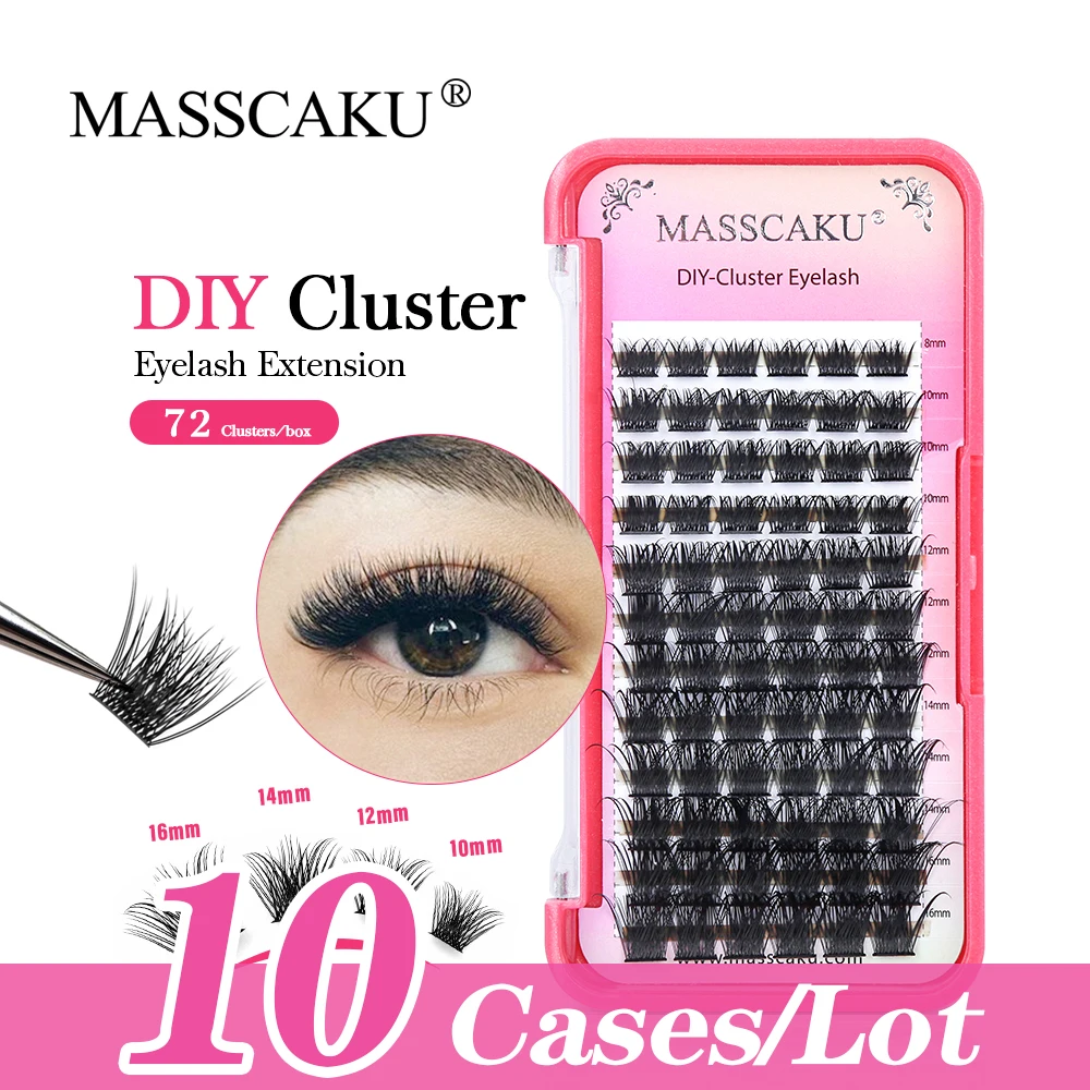 

10cases/lot Wholesale Price MASSCAKU Soft Ribbon Segmented Eyelashes DIY Individual Clusters Lash Extensions Faux Mink Lashes