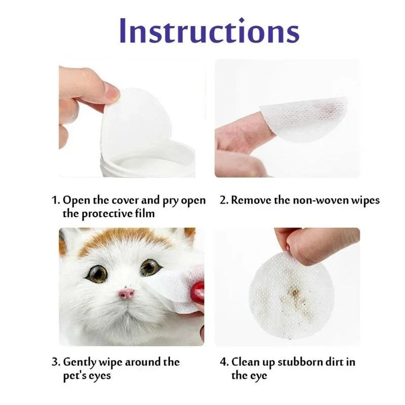 Pet Cleaning Wipes 130 Pcs/set of Dog and Cat Cleaning Wipes Pet Eye Wipes Grooming Tear Stain Remover Gentle Non-foaming Towels