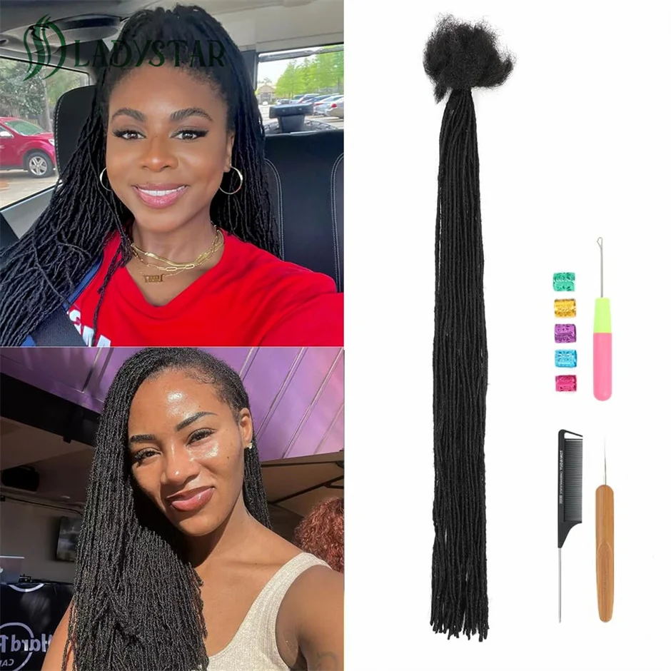 Loc Extensions Human Hair 0.2cm Thickness 8 Inch 30 Strands Dreadlock Extensions 100% Real Human Hair Full Handmade Permanent