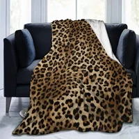 Leopard Print Flannel Throw Blankets Super Soft Warm Plush Fluffy Lightweight Cozy Fuzzy Fleece Blankets for Children Teens 1