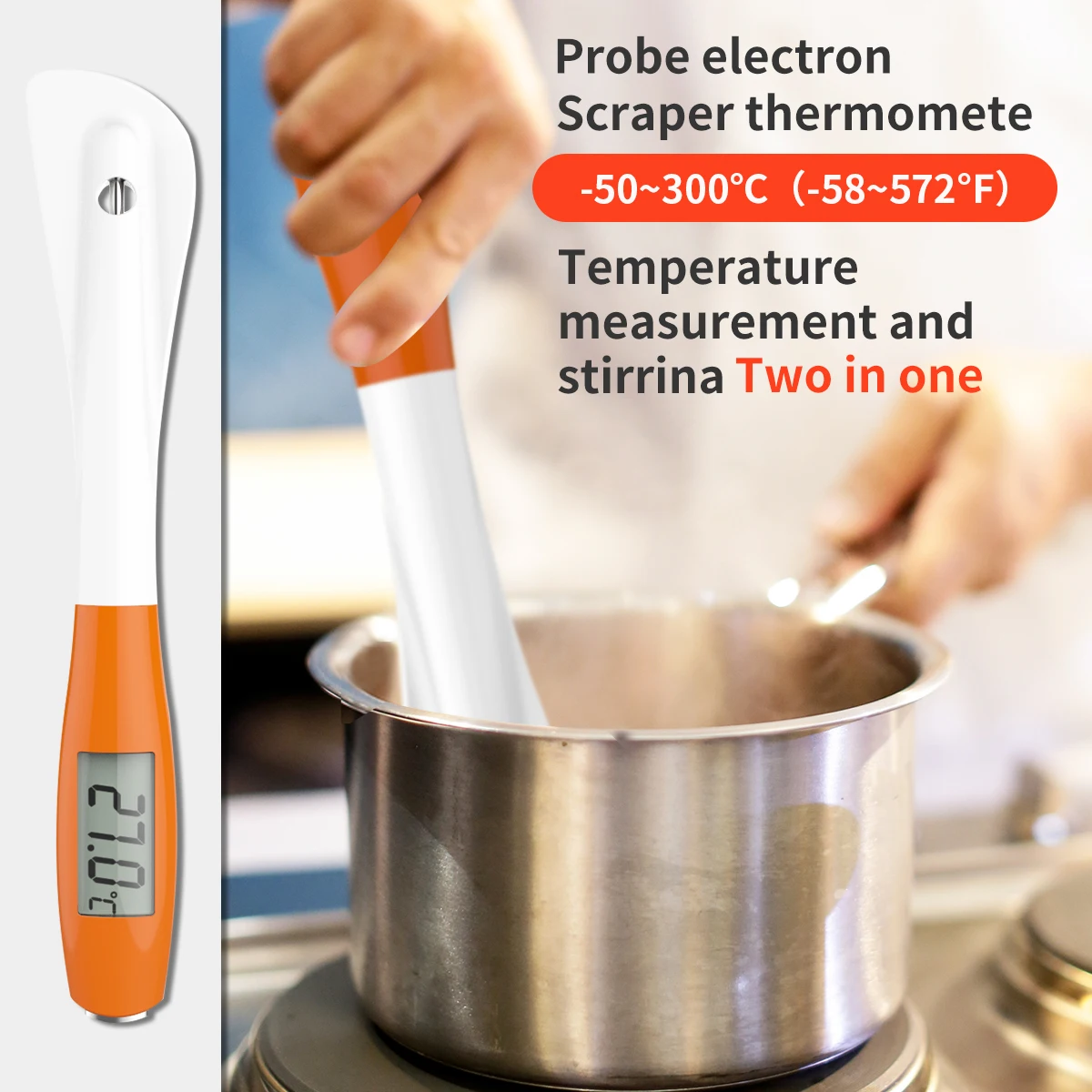 Premium Digital Kitchen Thermometer with Food-Grade Silicone Tip – Instant Read Temperature Gauge for Meat, Candy, and Milk (Wide Range -50°C to 300°C)