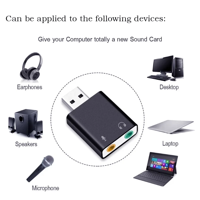 External USB sound card USB to 3.5mm jack audio converter microphone headphone virtual 7.1 channel adapter for PC computer laptop