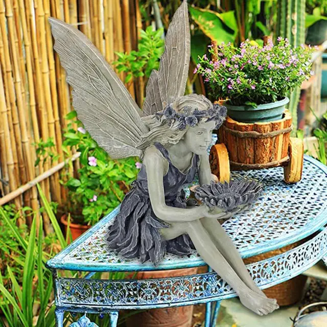 Wonderland Virág Tündér Szobra Kerti Dekoráció Angyal Dísz Szárny Gyanta Ülő Szobor Kültéri Lány Figurák Dekoratio - Image 4