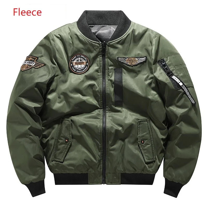Plus Size M-7XL Baseball Jacket Men Autumn Winter Mens Two Sides Wear Flight Coat Fleece Warm Windbreaker Pilot Jacket Outerwear_voghion.com
