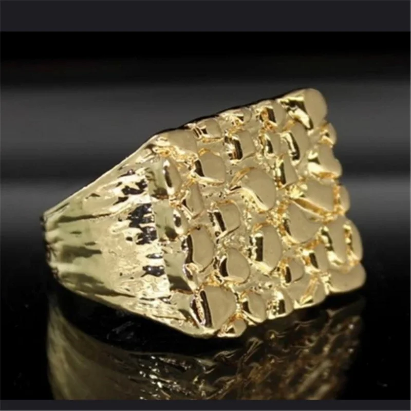 Ring Set Gold Color Rings Finger Ring Gold Color Ring Adjustable Rings Jewelry Hollowed-out Ring Electroplating Protection Wear Resistant Men&rsquo;s Ring Personality Uneven Bumpy Rings