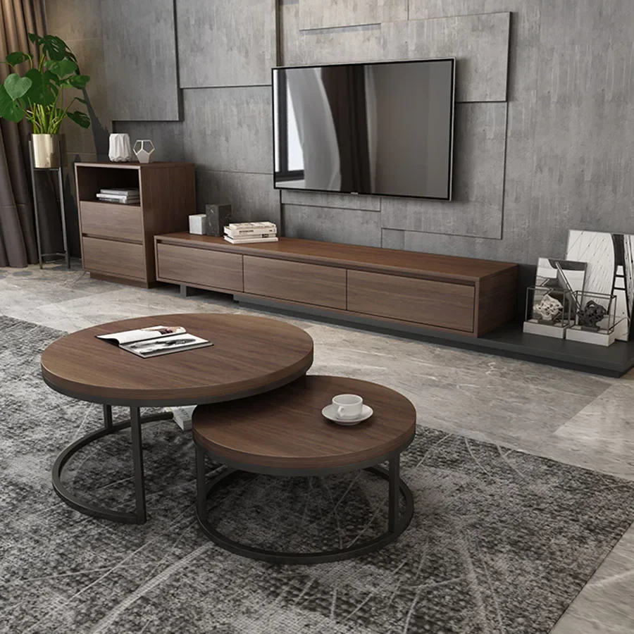 

Home Modern Coffee Table Living Room Korean Unique Coffee Table Wood Platform Ornament Nordic Round Set Stolik Kawowy Home Decor