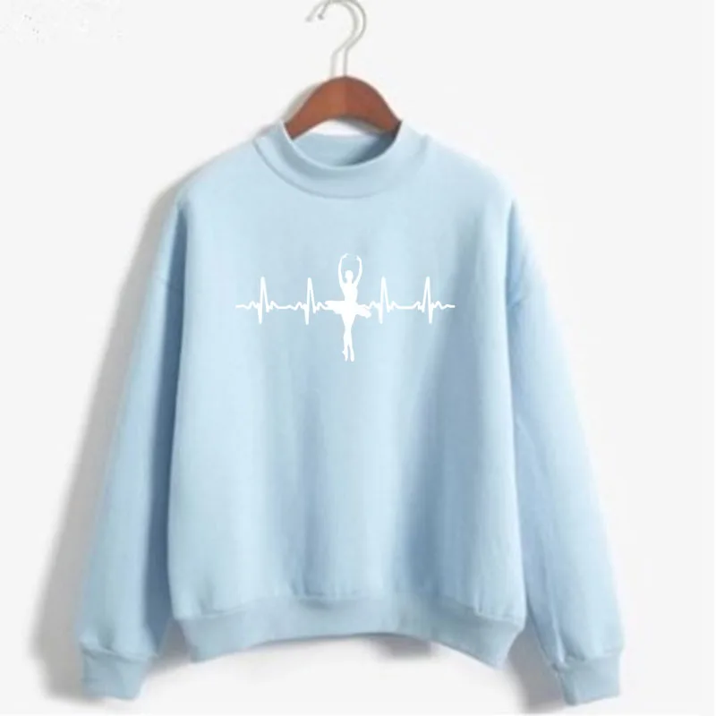 thumbnail image 1 of Sudadera con estampado de bailarina y latidos del corazón para mujer, jersey de punto con cuello redondo coreano, ropa de mujer de color caramelo para otoño e invierno, 1 of 5