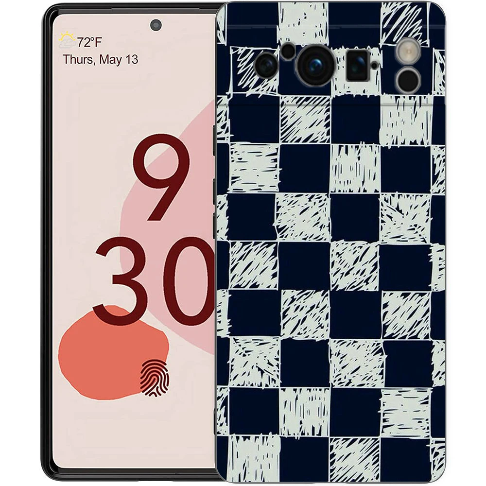 Elegant Checkerboard Chess Board Design Soft Black TPU Phone Case - Luxury Back Cover