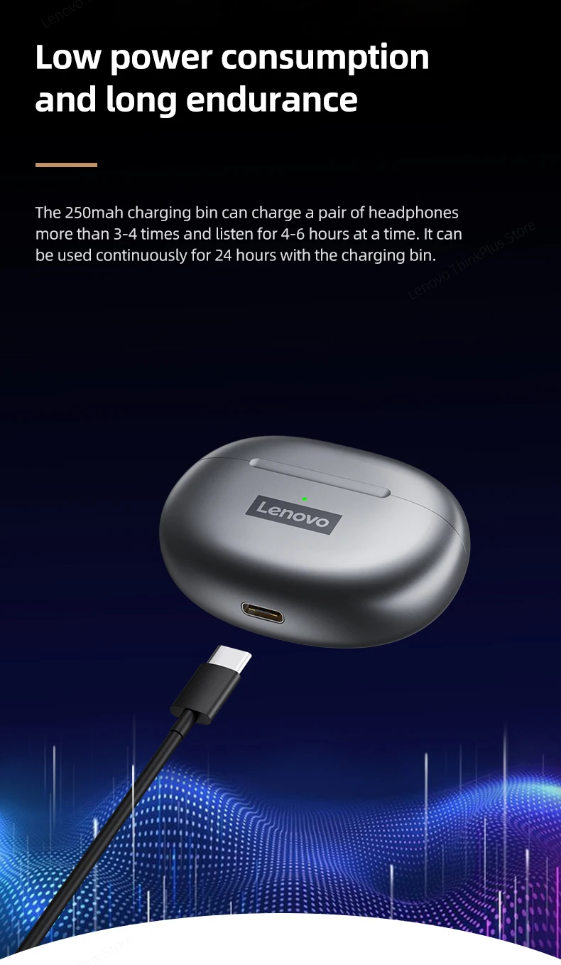 Cuffie è cuffie wireless Lenovo LP5 cun microfono Cuffie Sport Impermeabili Uellow