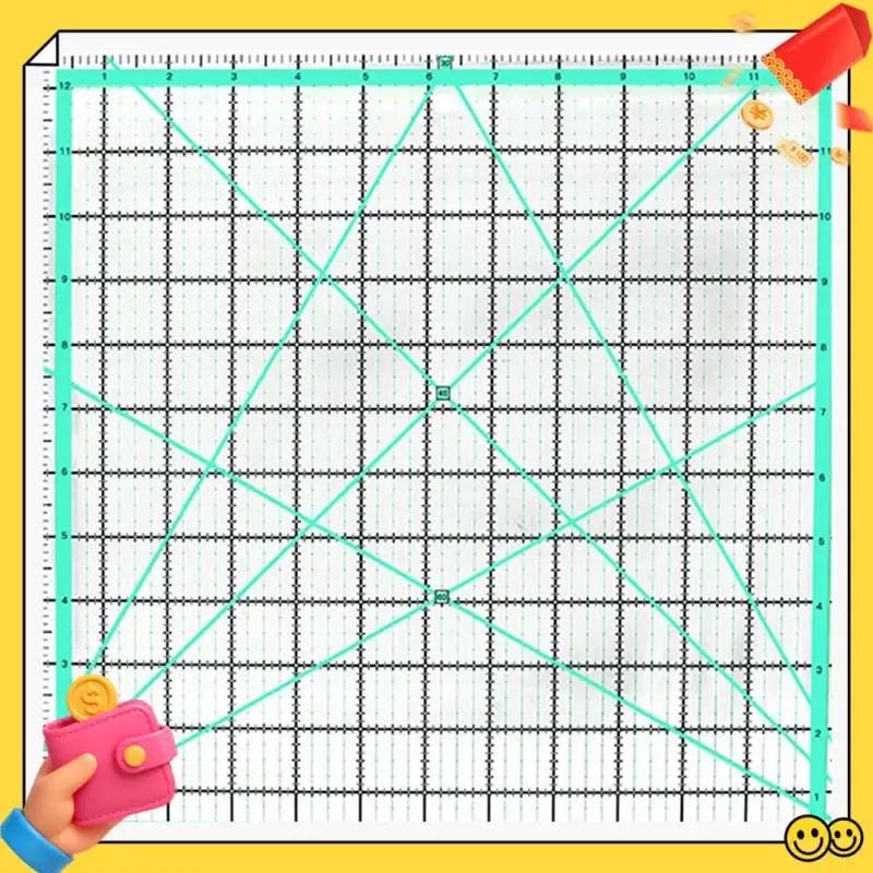 A89Q-4PCS 스퀘어 퀼팅 눈금자 (12.5/9.5/6/4.5 인치) 봉제 아크릴 눈금..
