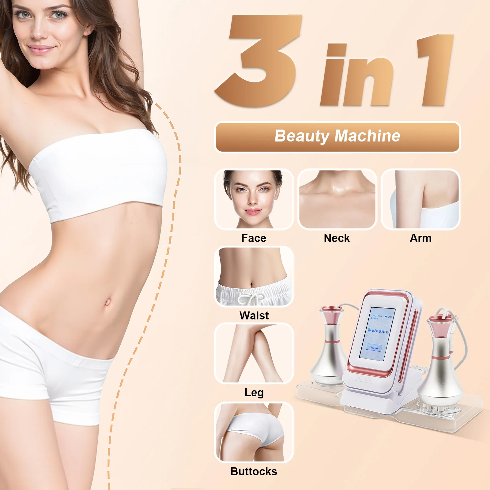 Machine 3 En 1 RF 80K Pour Minceur Et Lifting - Cavitation & Sculpture Corporelle - Neuf