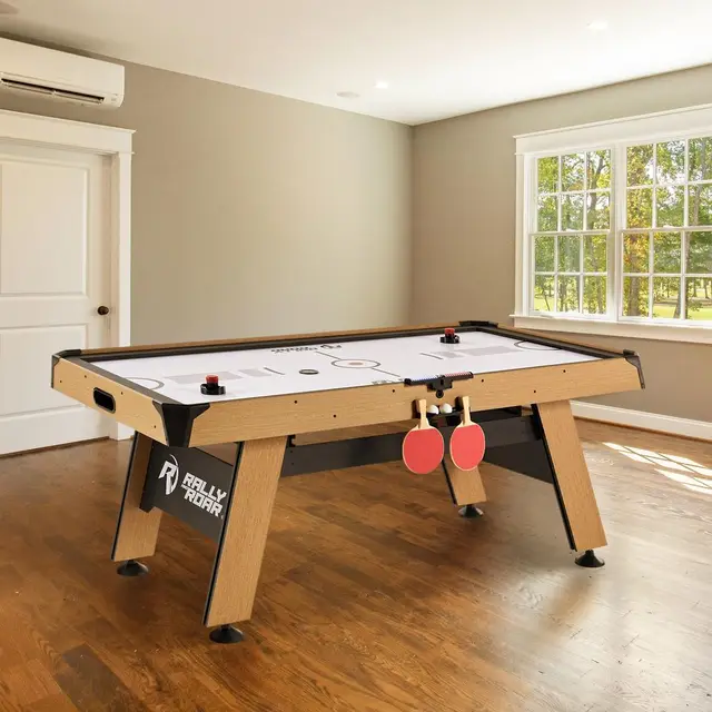 72 Inch Air Hockey Table with LED Scorer and Table Tennis Top