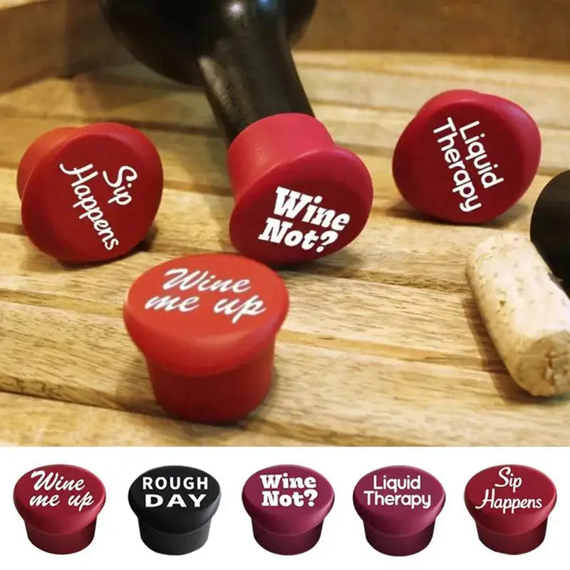 

Beverage Bottle Stopper 5pcs Silicone Red Wine Sealing Plug Frizzy Drink Sealer Caps Reusable Carbonated Beverage Bottles