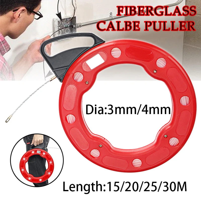 Cabo Extrator Peixe Tape Reel Conduit Ducting Rodder Puxando Fio mm mm 15 m 20 m 25 m 30m