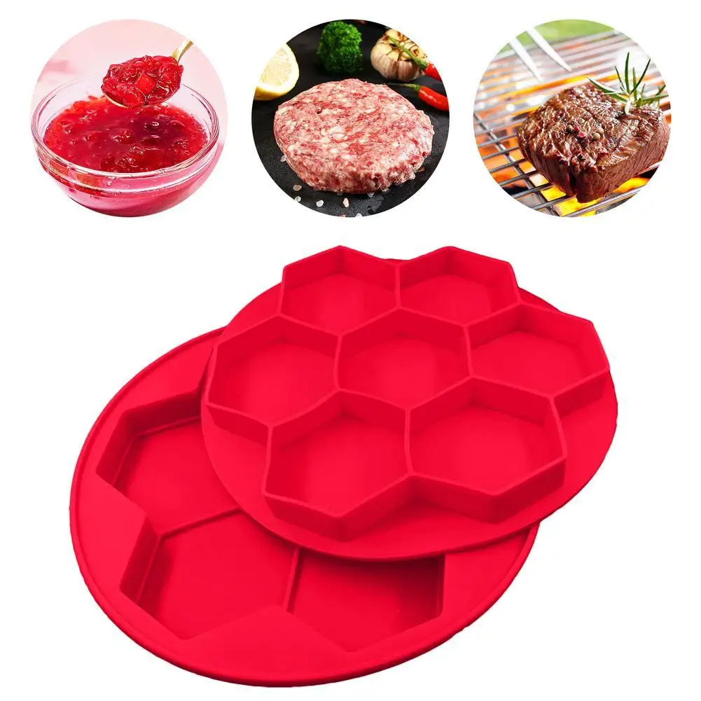 Acheter Moule en Silicone antiadhésif 7 en 1, de qualité alimentaire,  Hexagonal, pour hamburgers farcis, pour la fabrication de galettes de  cuisson congelées et grillées