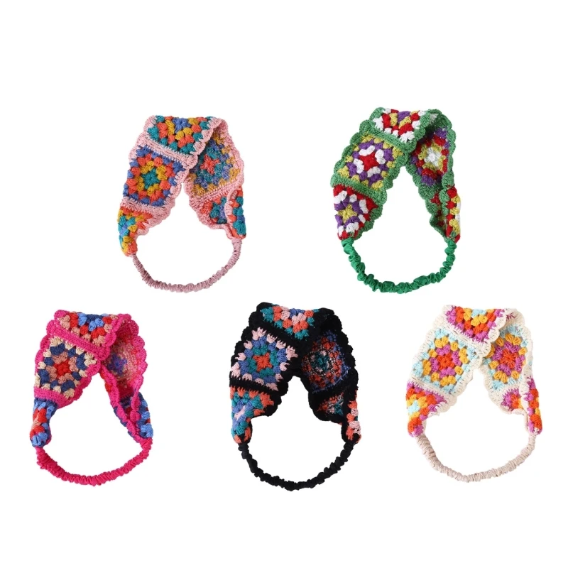 

A2ES Handmade Women Crochet Hairband Flower Pattern Turban Sunproof Kerchief