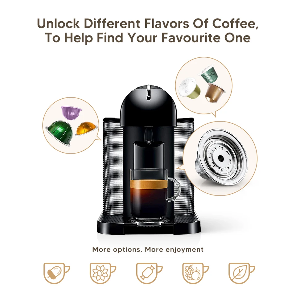 Adattatore Cialde Caffè BENFUCHEN Per Delonghi ENV135 VertuoLine E Nespresso OriginalLine - Argento - Foto 9