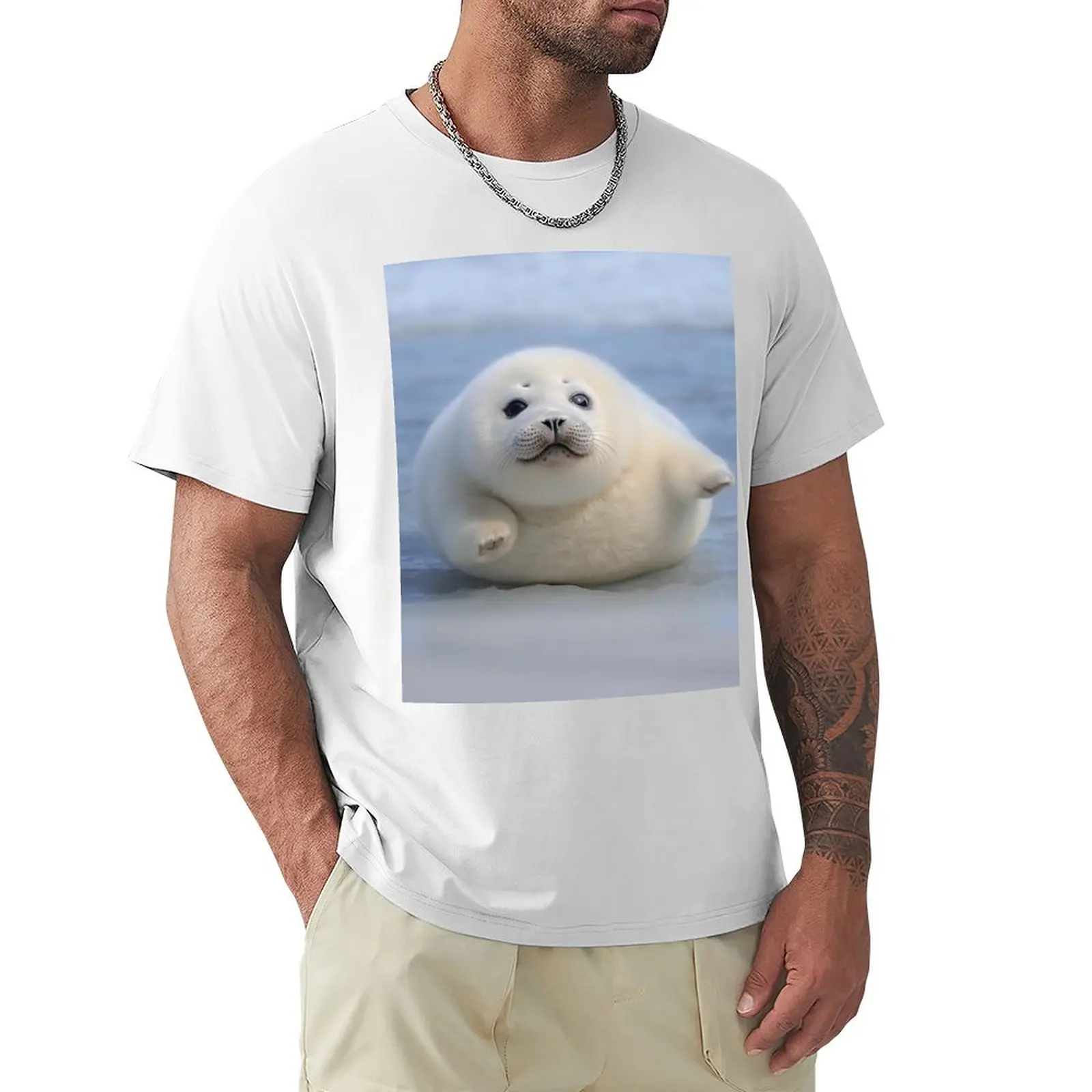 Chonky Seal Pup - Hug! T-Shirt Ad Asciugatura Rapida Oversize Sport Fans Ragazzi Animal Print Magliette In Cotone Da Uomo