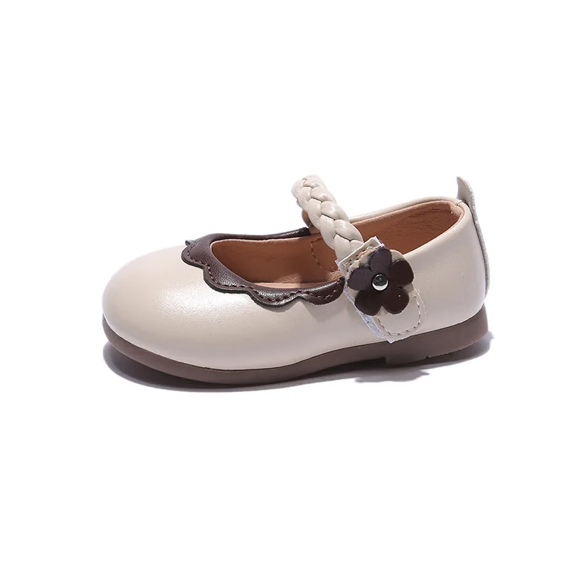 

Spring Autumn New Baby Solid Color Shallow Mouth Soft Sole Walking Shoes for Girls Fashion Flower Casual Leather Shoes