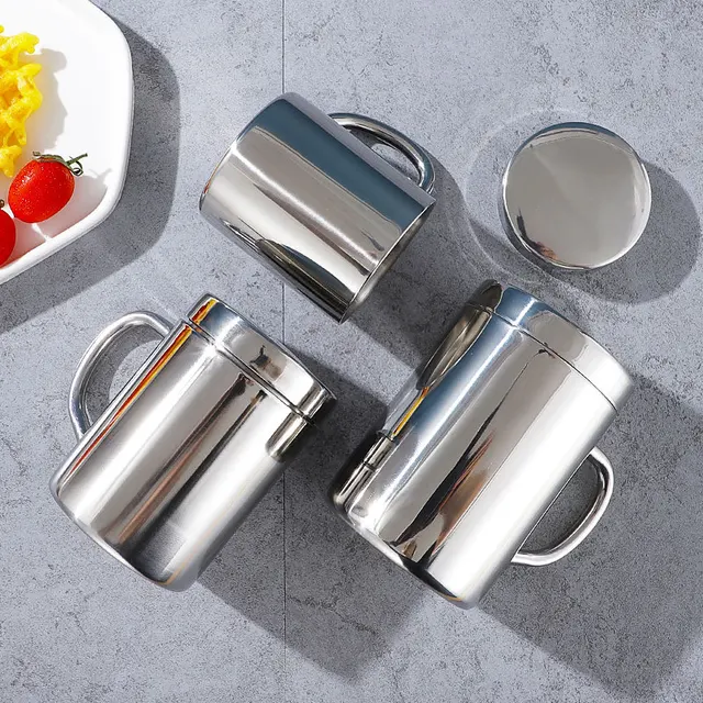 220/300/400ML Stainless Steel Double Walled Mugs Metal Coffee Cup Mug  Insulated Cups with Handles for Home Camping Outdoors 